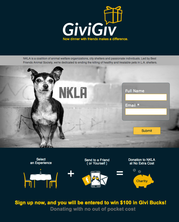 Example of a landing page